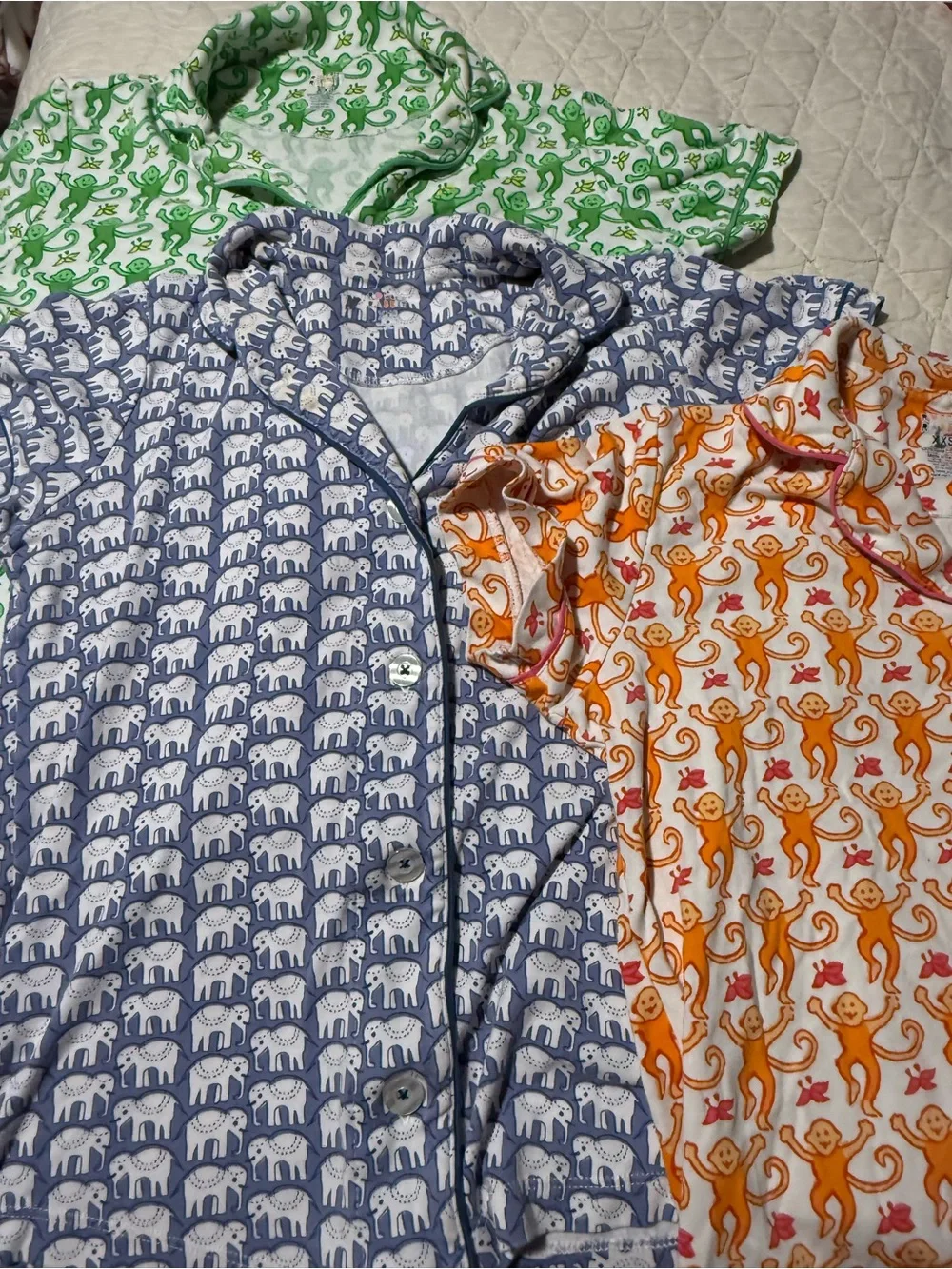 Roller Rabbit Blue and White Elephant-Print top Pajama (see all pictures -bundle